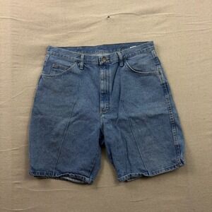 Wrangler Denim Shorts Mens 36 Blue Relaxed Fit Front Seam Detail Cotton